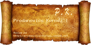 Prodanovics Kornél névjegykártya