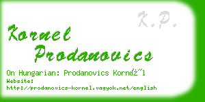 kornel prodanovics business card